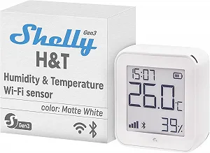 Датчик температури та вологості Shelly H&T Gen3 White / Wi-Fi / Bluetooth / Smart керування / Білий - Фото 1