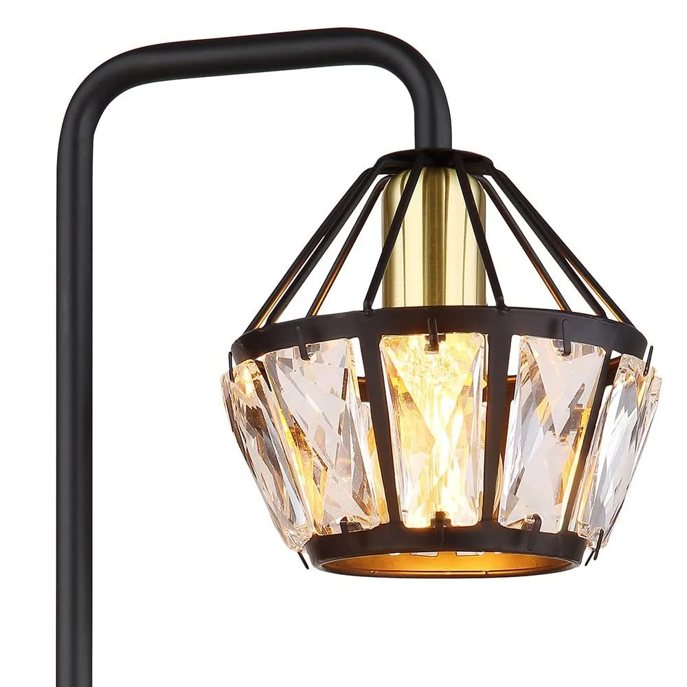 Настольная лампа Globo Лампа для чтения Хрусталь Металл Черная E14 21.5 х 12.5 х 43 см, фото №7