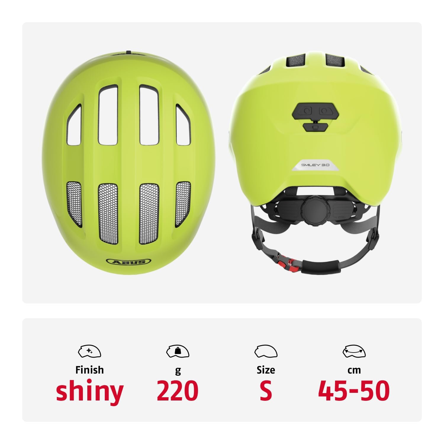 Велосипедний шолом ABUS Smiley 3.0, дитячий, з глибокою посадкою, 45–50 см, жовтий, фото №3