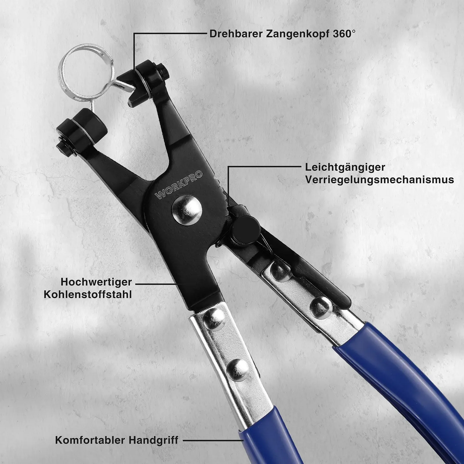 Плоскогубцы для хомутов WORKPRO для хомутов и плоских хомутов Инструмент для снятия и установки хомутов, инструмент для ремонта автомобилей, фото №3 Плоскогубцы для хомутов WORKPRO для хомутов и плоских хомутов Инструмент для снятия и установки хомутов, инструмент для ремонта автомобилей, фото №3