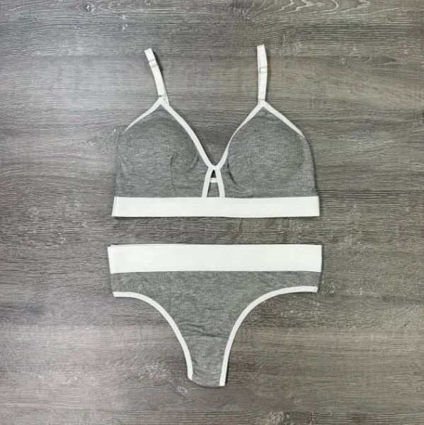 Хлопковый серый женский комплект рубчик, фото №1 Хлопковый серый женский комплект рубчик, фото №1