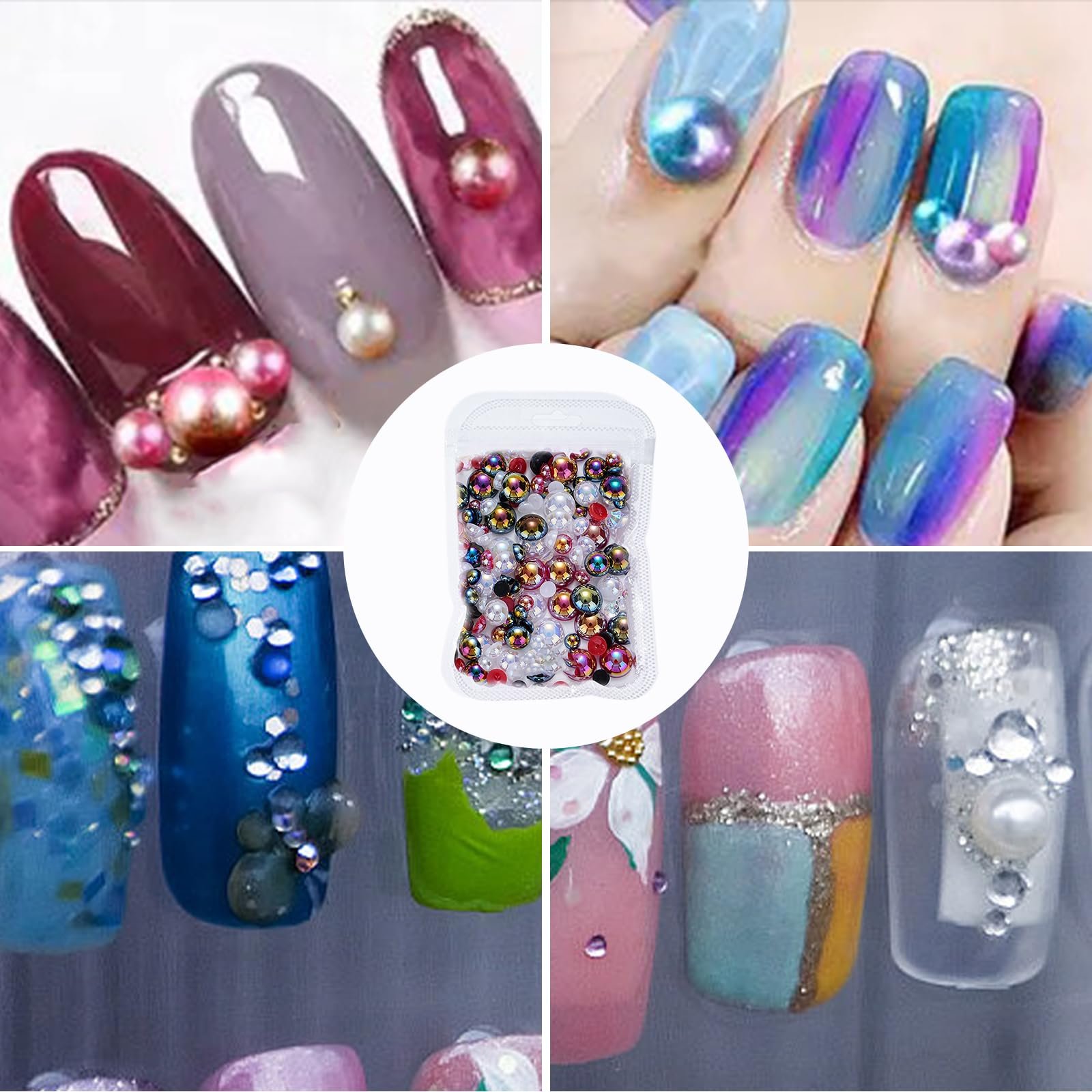 Полукруглые жемчужины для ногтей с плоской задней стороной, фото №5