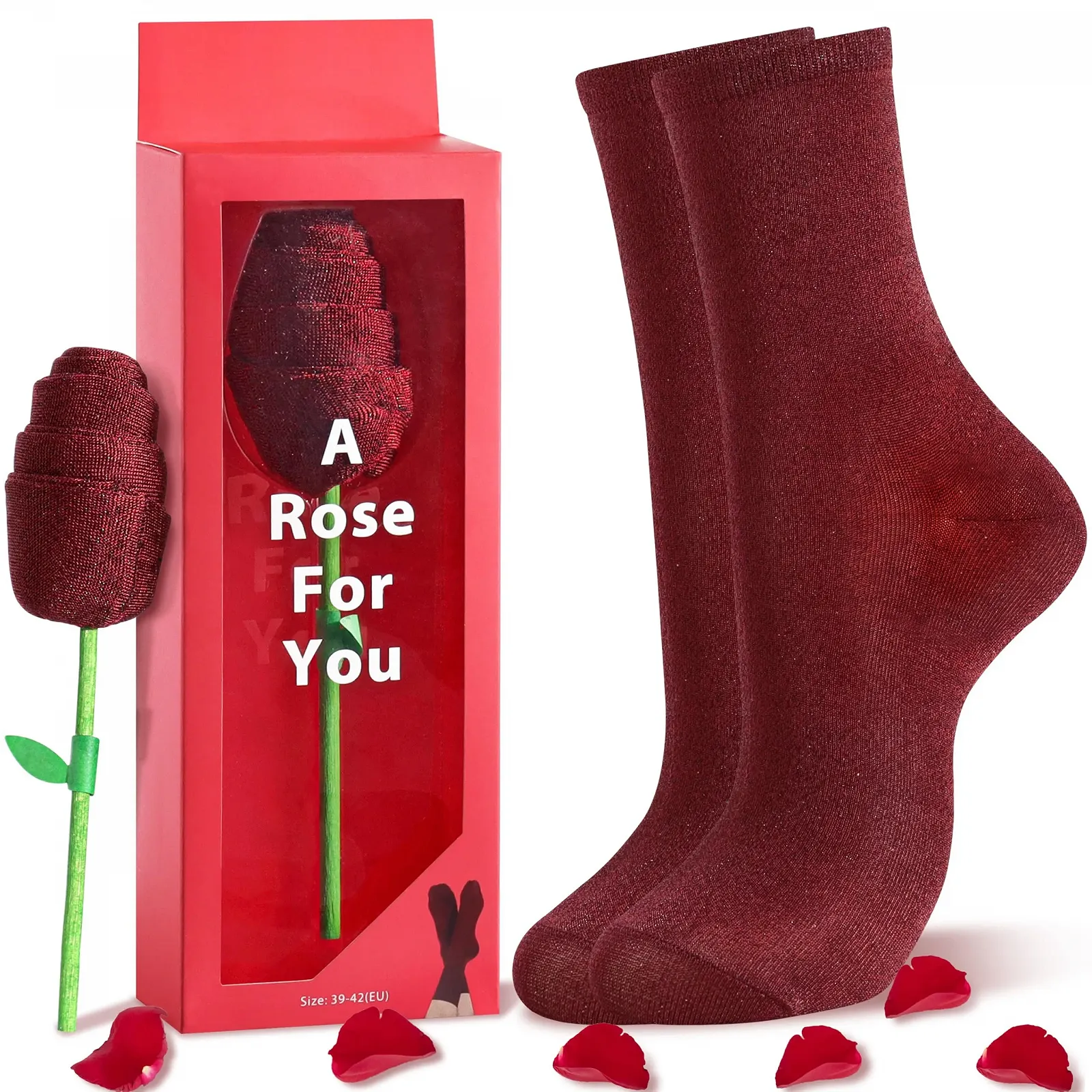 Шкарпетки Jeasona Roses Glitter, 39-42, Червоний-1292A1, фото №1