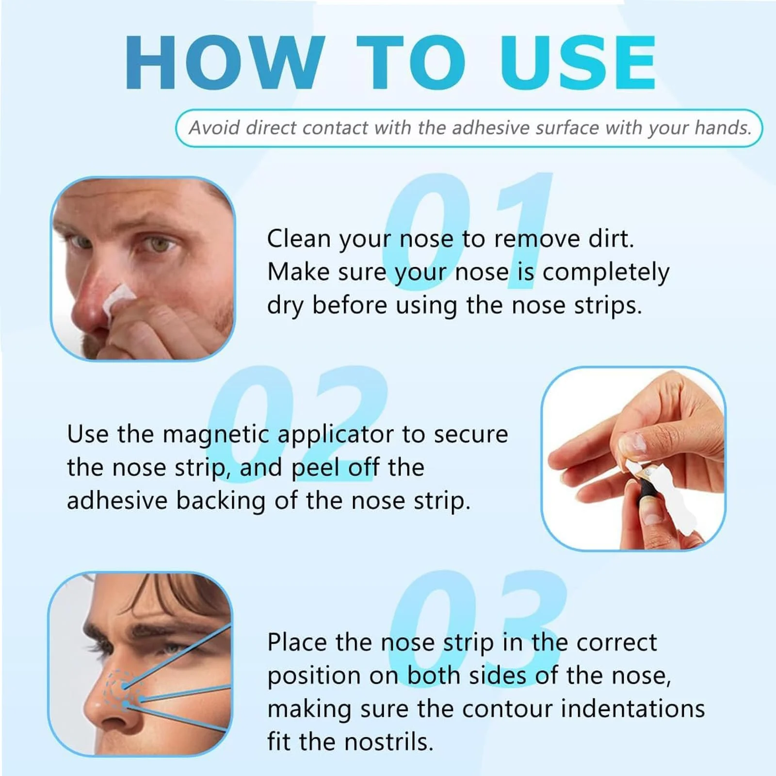 Магнітні назальні пластирі 60 шт. Проти хропіння, ефективні назальні смужки, краще дихання та якість сну Білий, фото №3