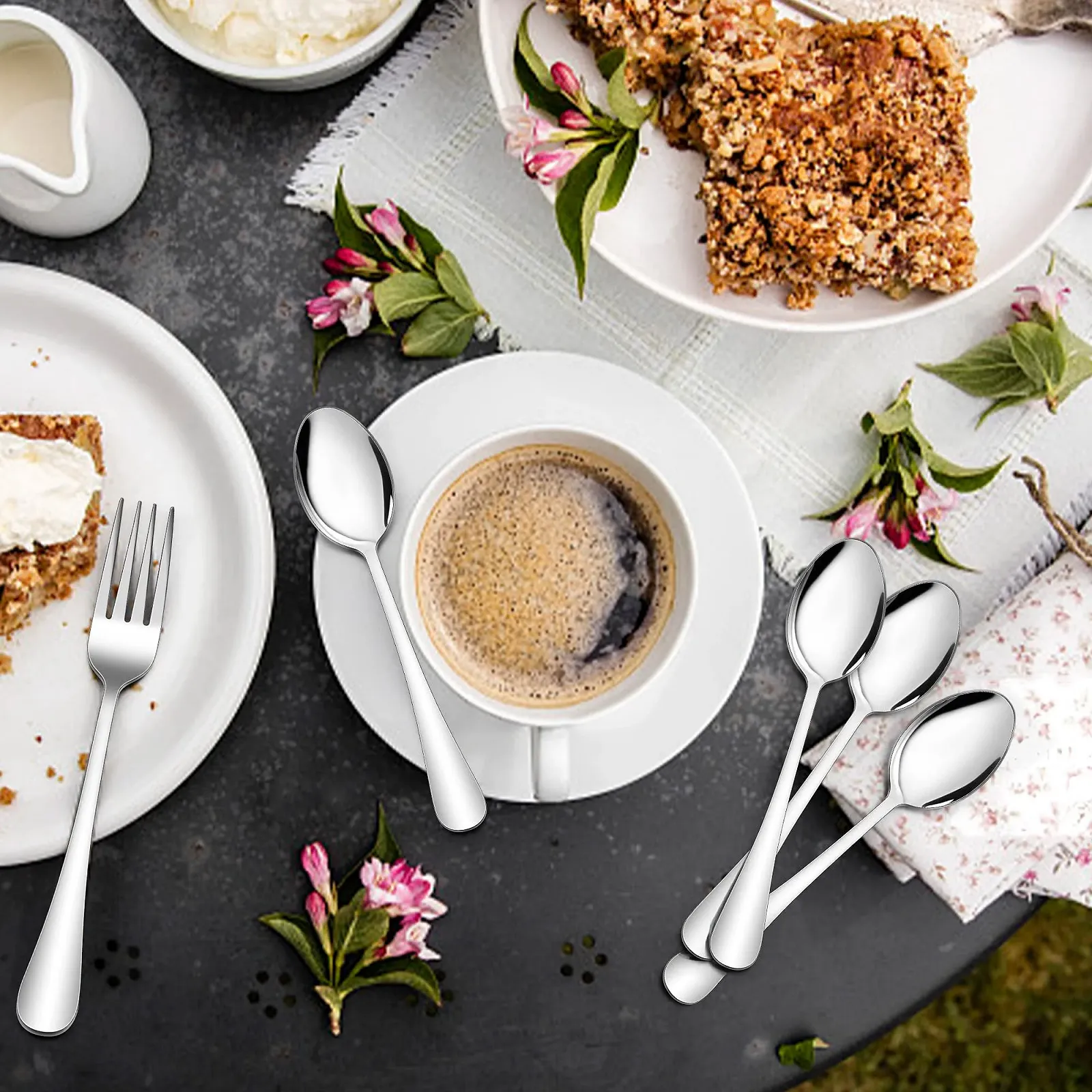 Ложки для кави Joyfair, 12 штук, чайні ложки з нержавіючої сталі, десертні ложки, набір з 12 маленьких ложок для дому/ресторану/готелю/кафе, круглі ручки та гладкі краї, можна мити в посудомийній машині 15 cm, фото №7