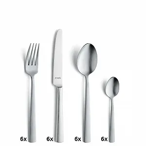 Набір столових приборів Amefa Ventura на 6 персон, 24 предмети, нержавіюча сталь 18/0, матова поверхня ціна на synthetic.ua - Фото 1 Набір столових приборів Amefa Ventura на 6 персон, 24 предмети, нержавіюча сталь 18/0, матова поверхня synthetic.ua - Фото 1