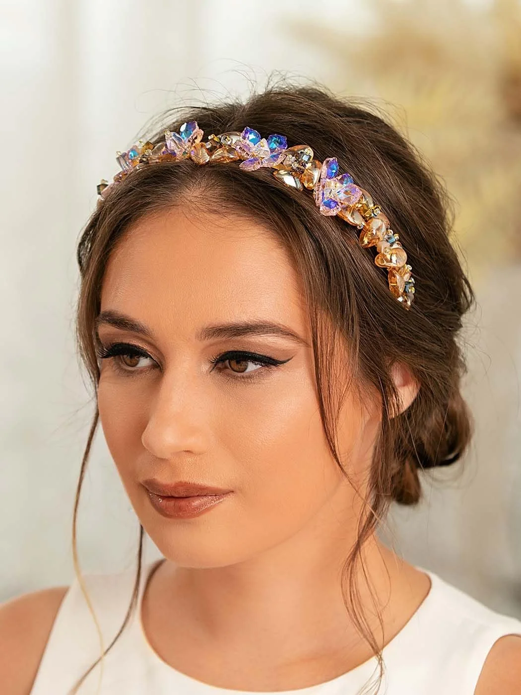 Обруч для волосся IYOU з блискучими стразами, фото №3