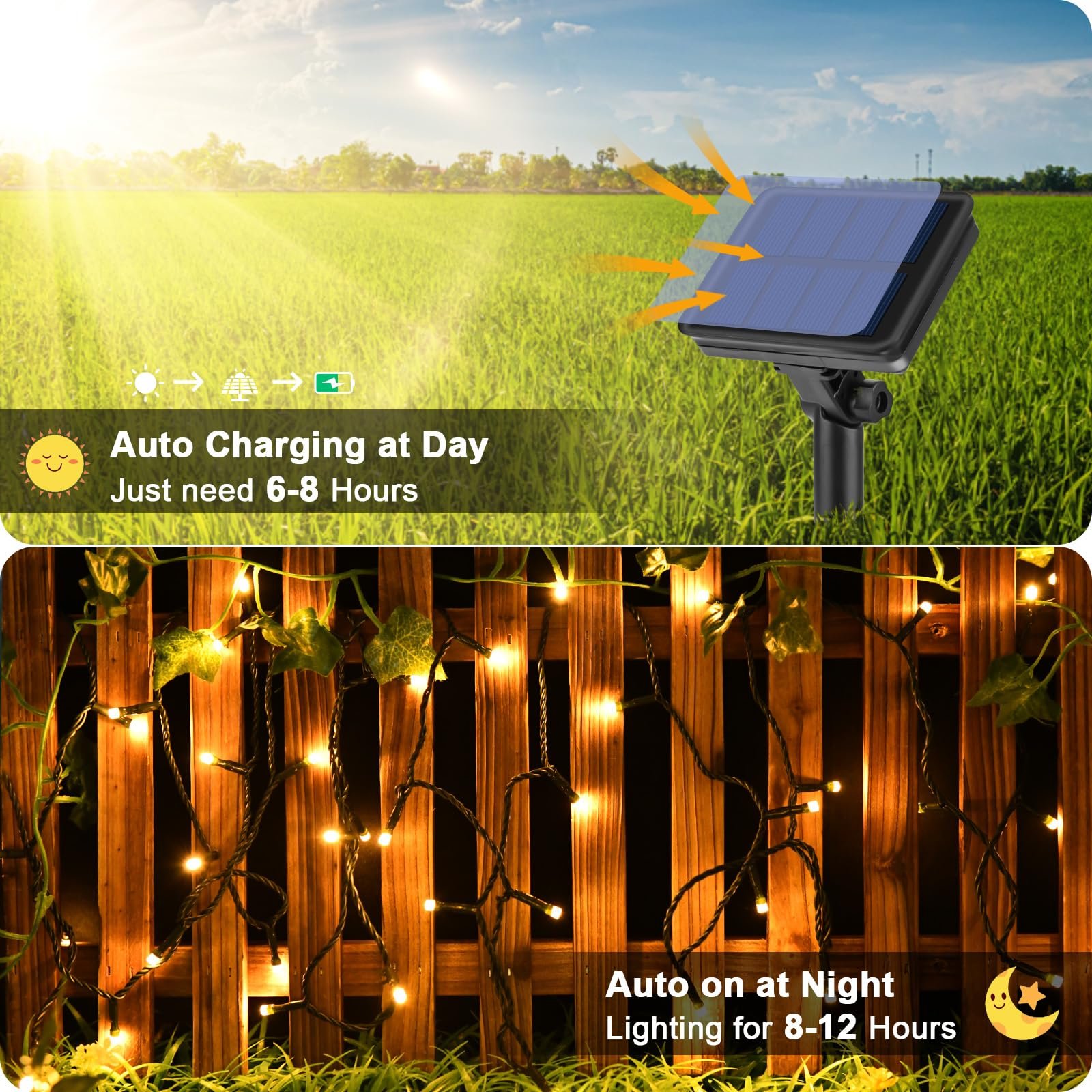 Гирлянда Gcstnn Solar 120 LED 12 м Теплый, фото №2