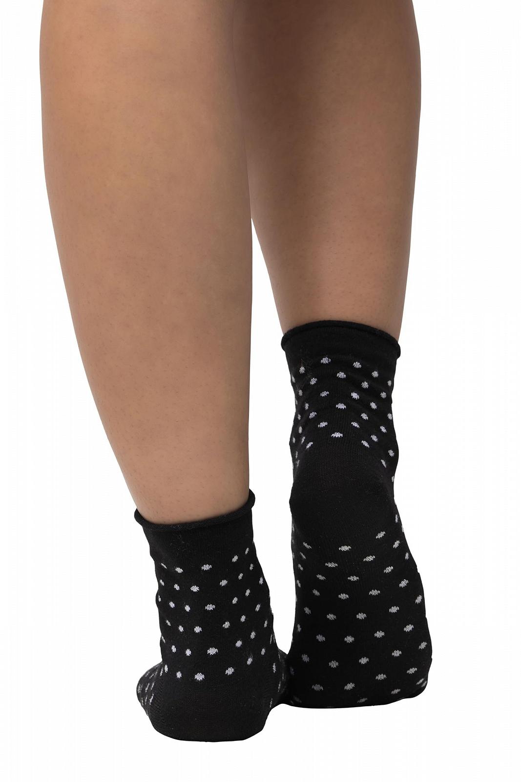 Чулки Ulla Popken в горошек с подвёрнутым краем, Чёрный, One Size, фото №3