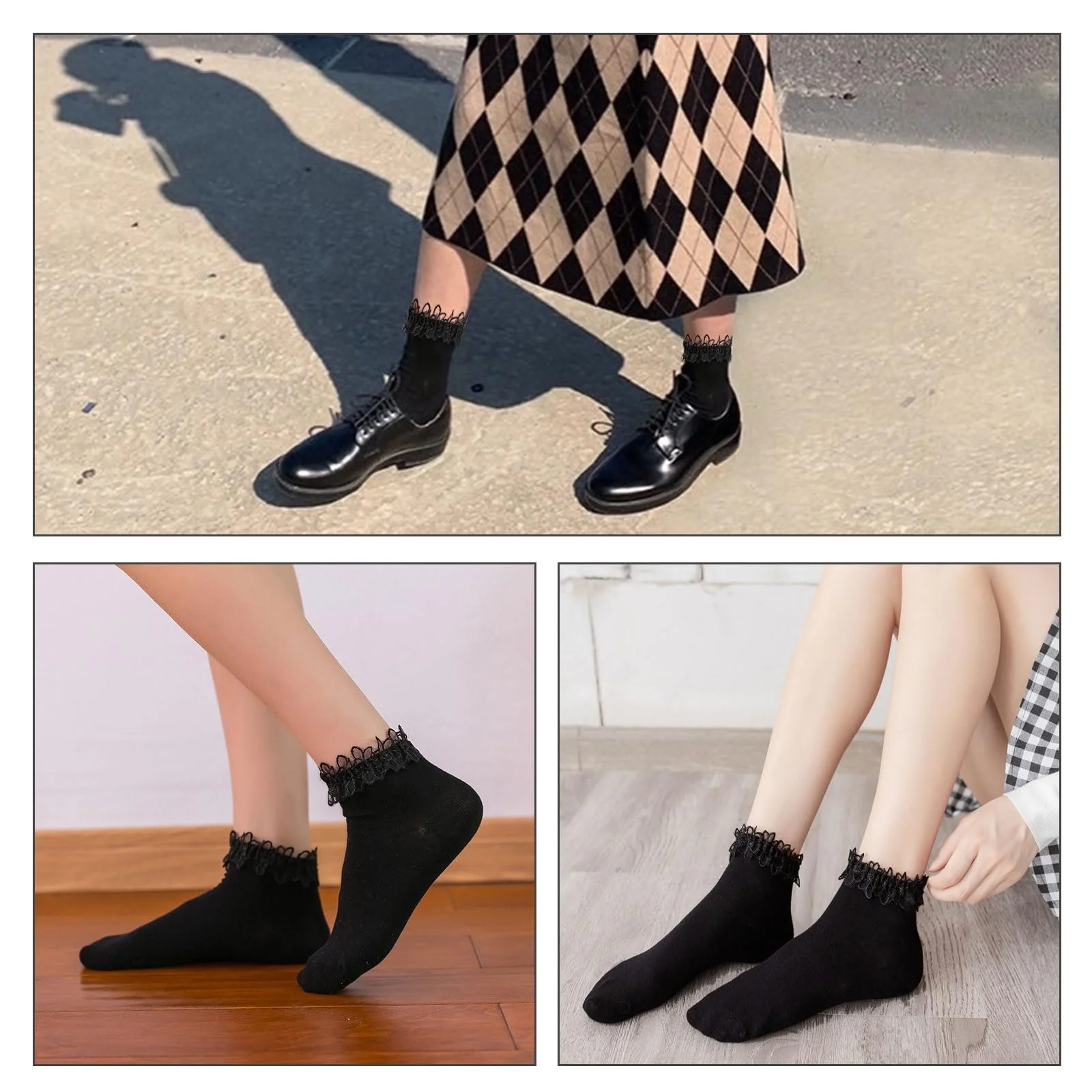 Носки с оборками Черный, 4 пары, фото №7