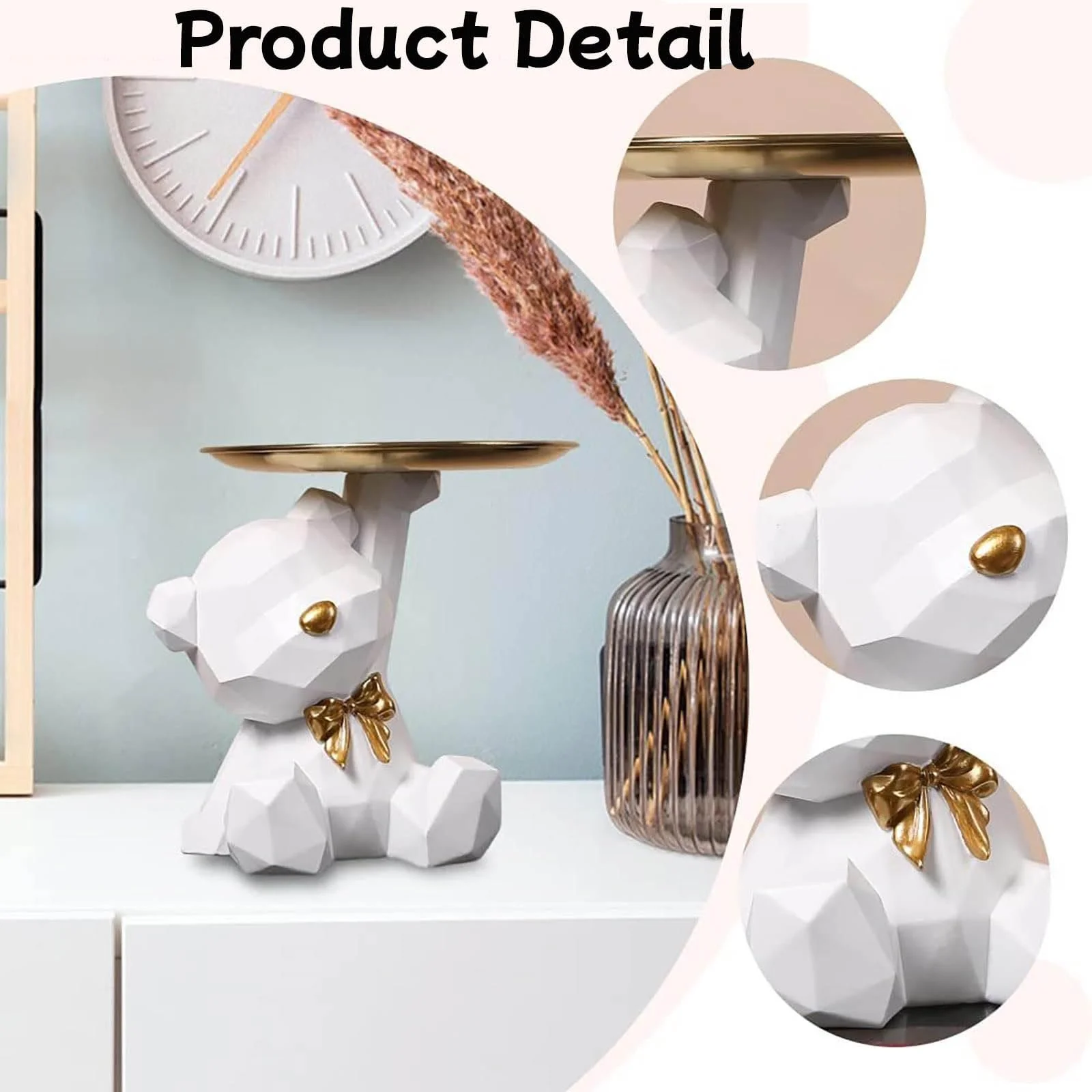 Скульптура с подносом Медведь, Декоративный поднос для гостиной, фото №3