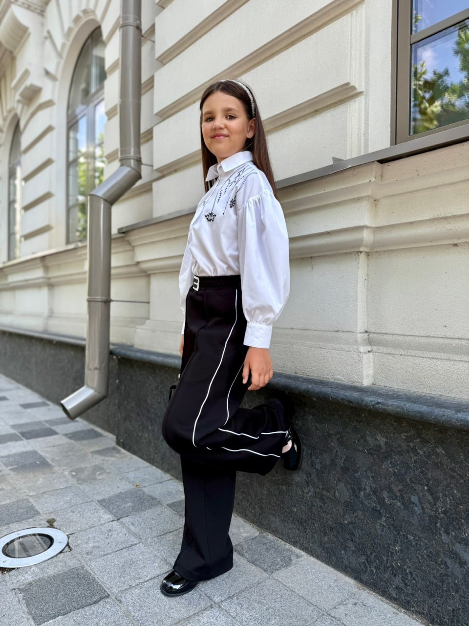 Брюки для девочки "MIU MIU" с кантом от 128 до 164 см, фото №4