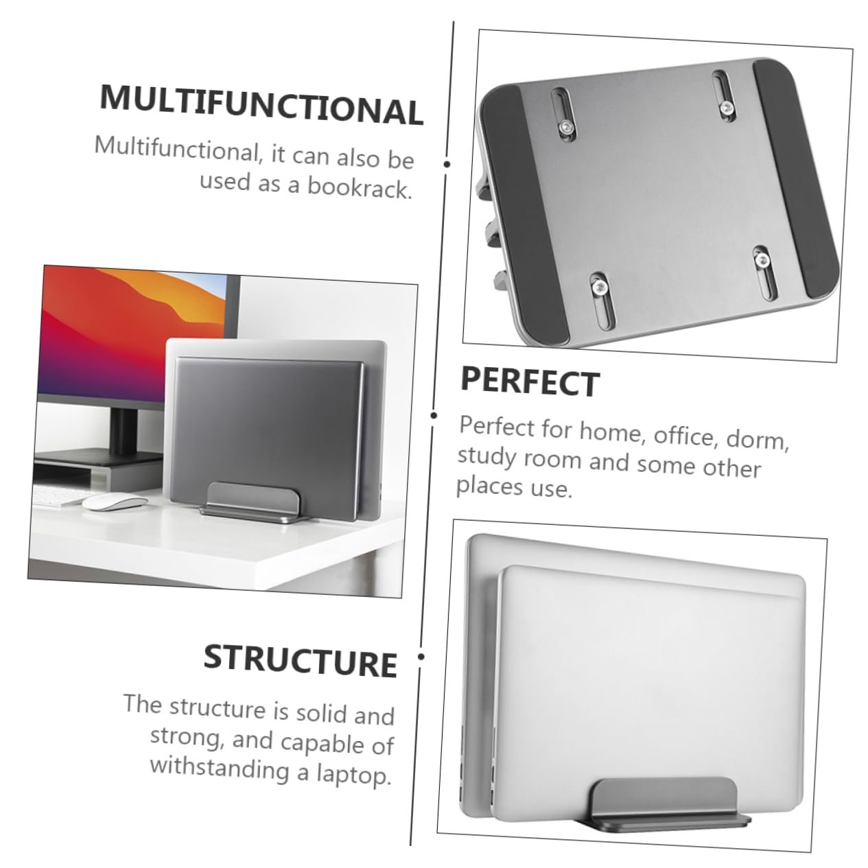 Вертикальна Підставка Алюмінієвий сплав для Ноутбука Ергономічна для столу Багатофункціональна для дому, офісу, навчання Міцна Легка, фото №6 Вертикальна Підставка Алюмінієвий сплав для Ноутбука Ергономічна для столу Багатофункціональна для дому, офісу, навчання Міцна Легка, фото №6