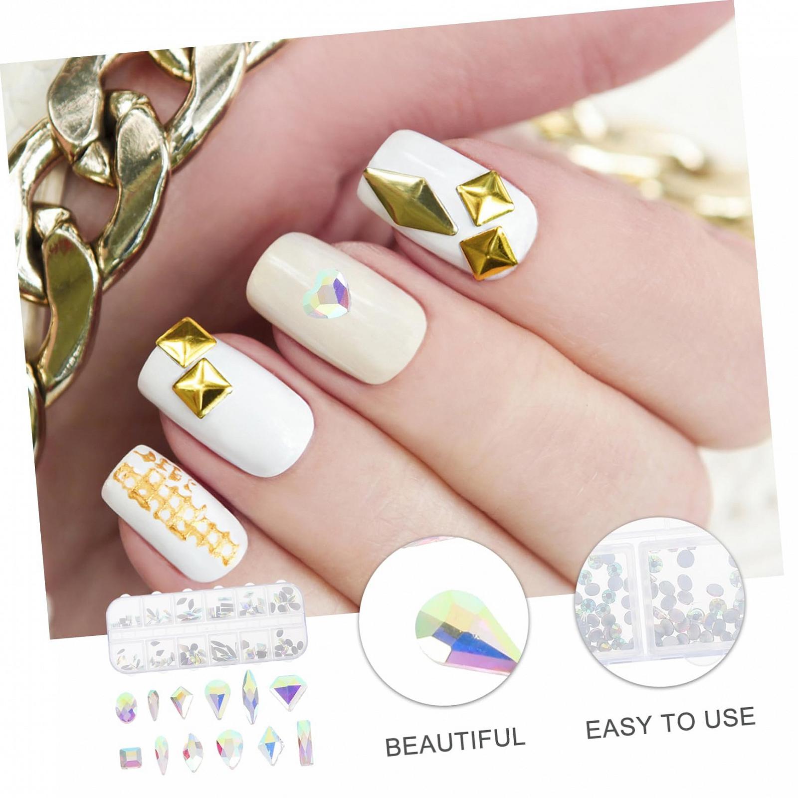 Набір прикрас для нігтів PACKOVE 12 відділень Стрази Flatback Блискітки Декор, фото №4