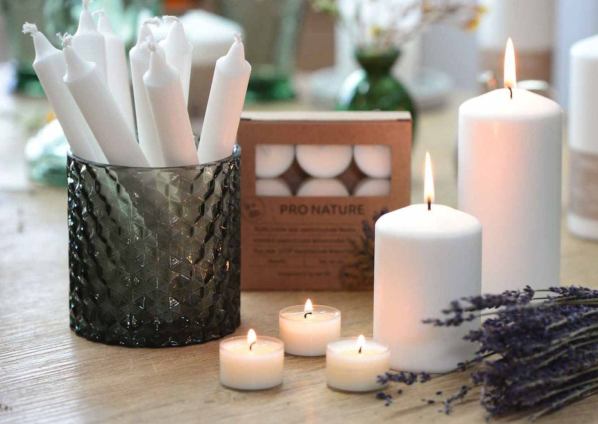 Свічки Müller Kerzen PRO NATURE Pillar Pressed Білі Набір 6 шт. 6.8 x 15 см Час горіння 32 години Натуральний віск Без парафіну і пальмової олії Без запаху, фото №4