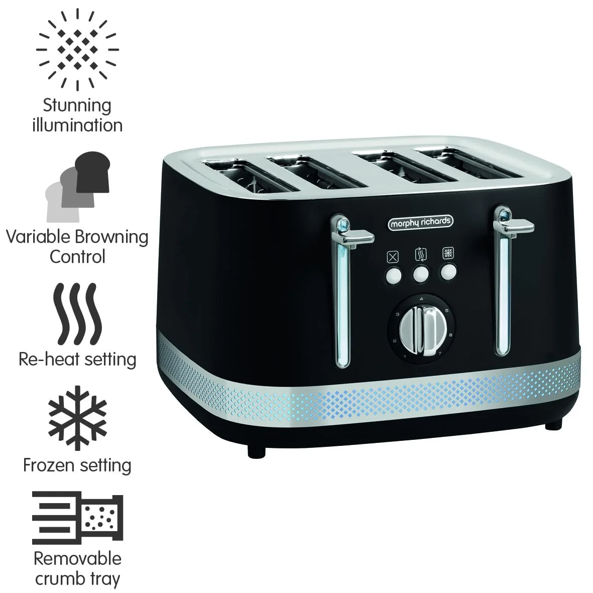 Тостер Morphy Richards Illumination 1800 Вт Noir, фото №3