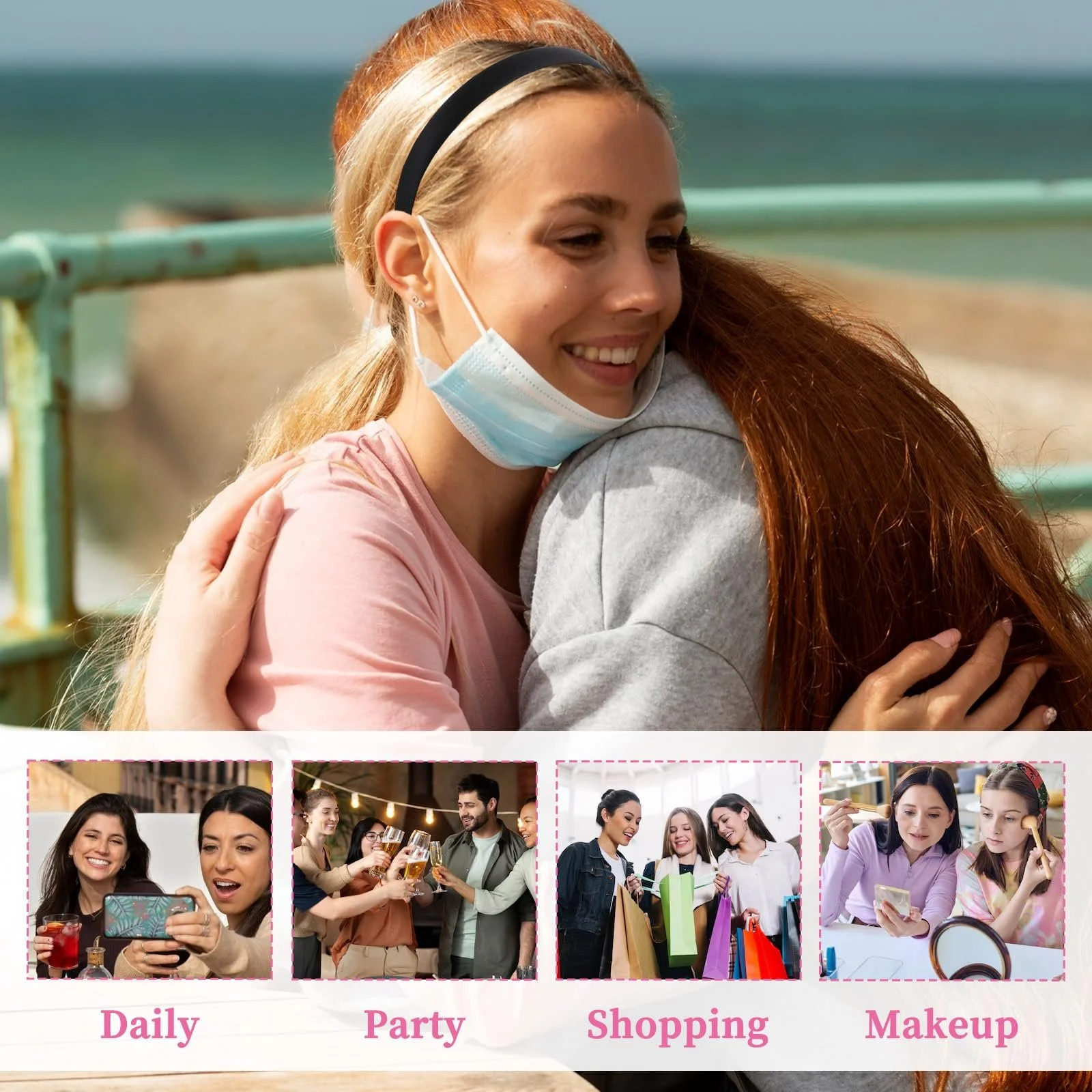 Обруч Атласный 1.5 см Черный (2 шт. в упаковке), фото №6 Обруч Атласный 1.5 см Черный (2 шт. в упаковке), фото №6