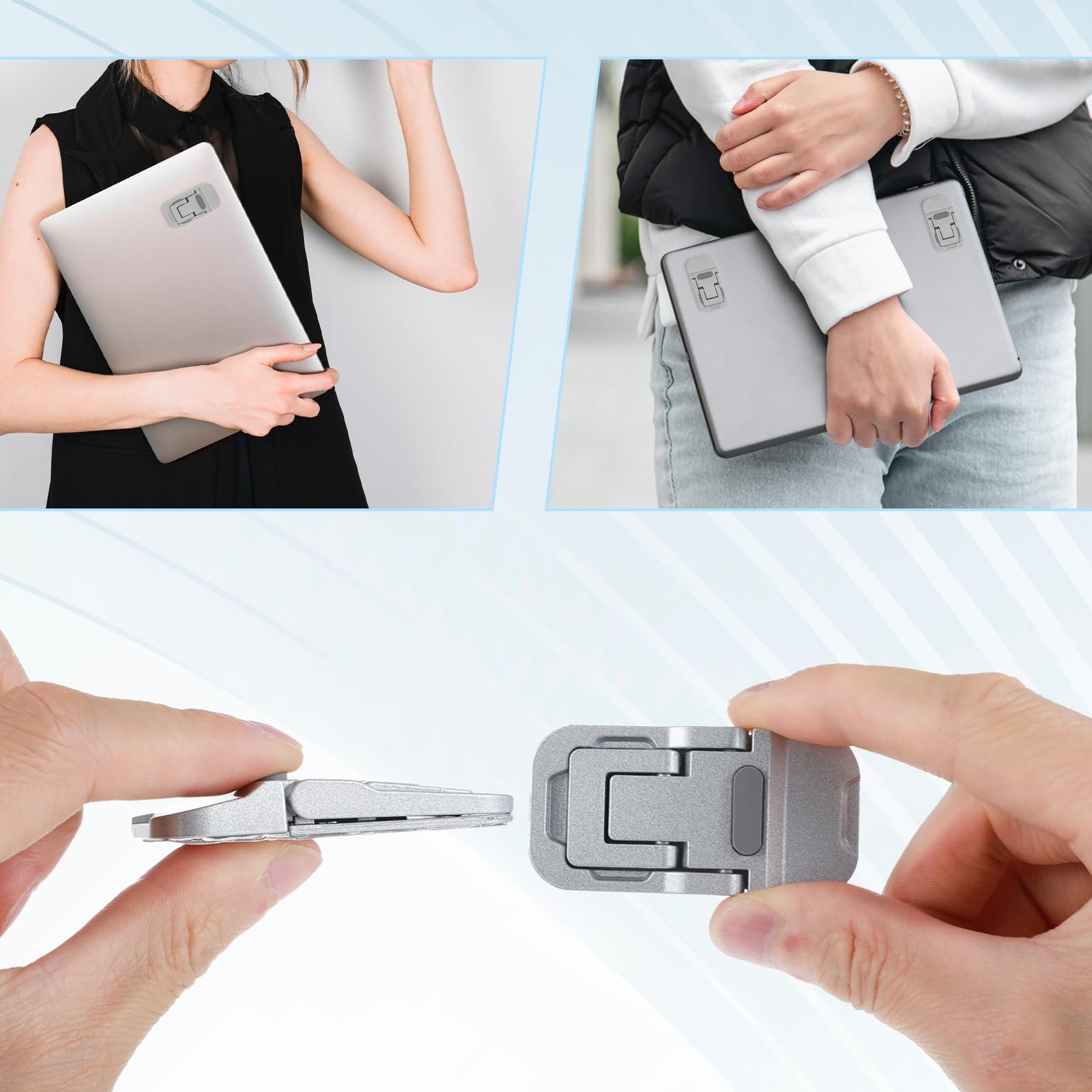 Подставка для ноутбука, складная, регулируемая, мини, самоклеющаяся, для дома/офиса, путешествий, 2 шт. в упаковке, фото №6