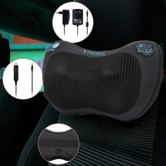 Массажная роликовая подушка, инфракрасный массажер для спины и шеи Zabobon (ZM-P002), фото №9