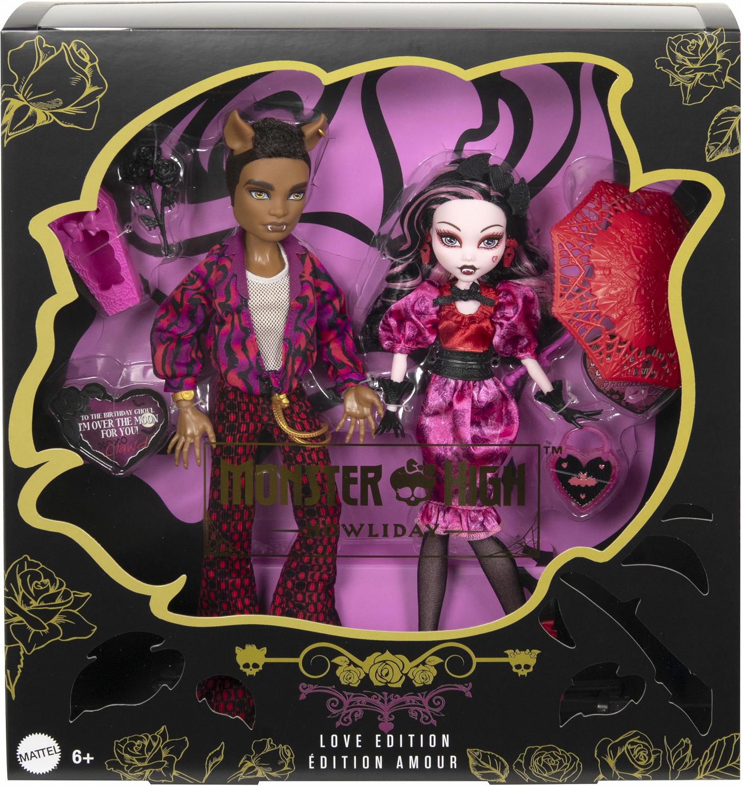 Ляльки Monster High Howliday Love Edition Draculaura & Clawd Wolf Collector Two-Pack з аксесуарами до Дня Святого Валентина та упаковкою для демонстрації, фото №6
