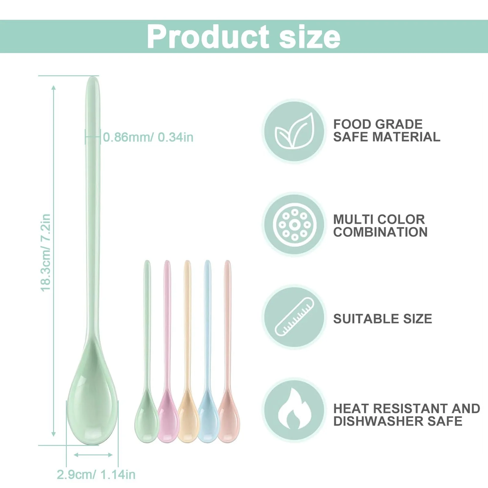 Ложка для джема LINTRA 5 штук, легко моется, прочная пластиковая ложка для льда, ложка для яиц, цвет перламутра, удобная ручка, ложка для десертов, для ресторанов, дома, кафе, фото №2