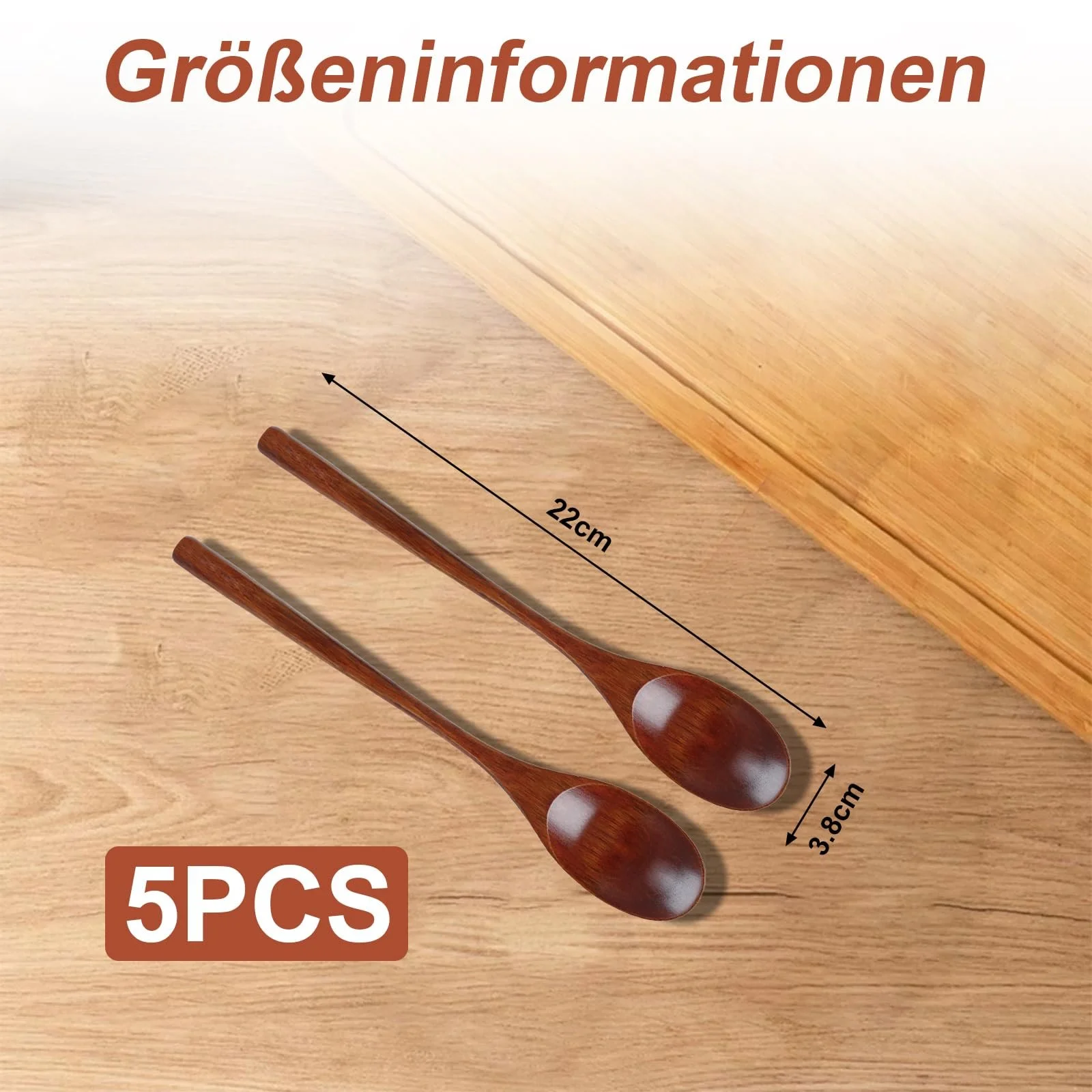 Ложка дерев'яна Wanheart Набір 5 штук Натуральний, фото №3 Ложка дерев'яна Wanheart Набір 5 штук Натуральний, фото №3