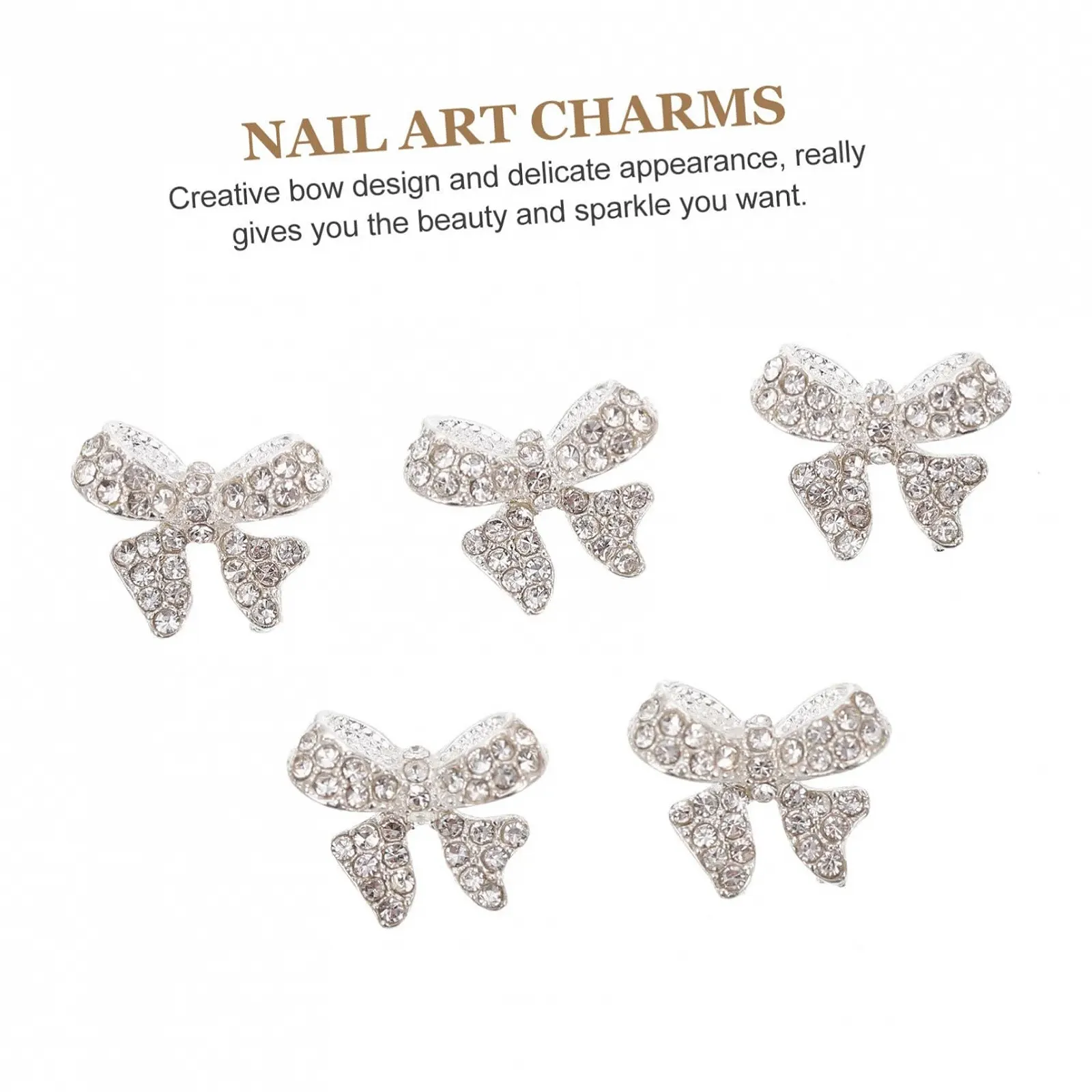 Бантики для ногтей Healeved для дизайна ногтей, 5 шт в упаковке, подвески для ногтей, украшения в виде летучих мышей, блестящие стразы для домашнего использования, фото №4