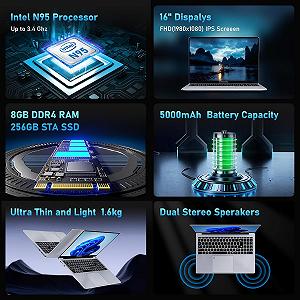 Ноутбук 14.1" FUNYET DuetBook Intel N5095 RAM 8GB SSD 256GB Windows 11 (UKR) synthetic.ua - Фото 1