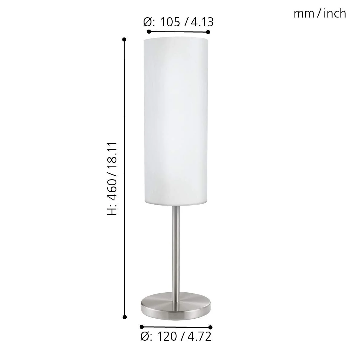 Настільна лампа EGLO Troy 3 E27 матовий нікель / біле скло 46 см, фото №6