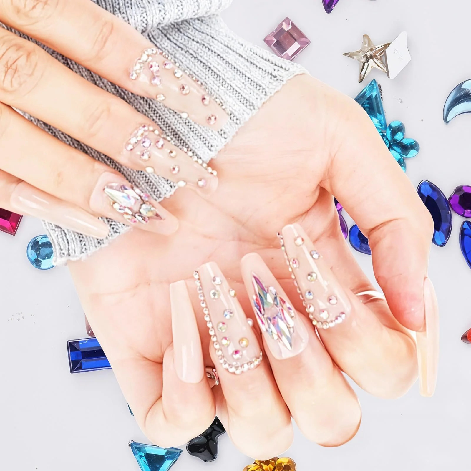 Підвіски для нігтів 3D Стрази Французький стиль Різні форми Кольоровий 3000 шт., фото №6