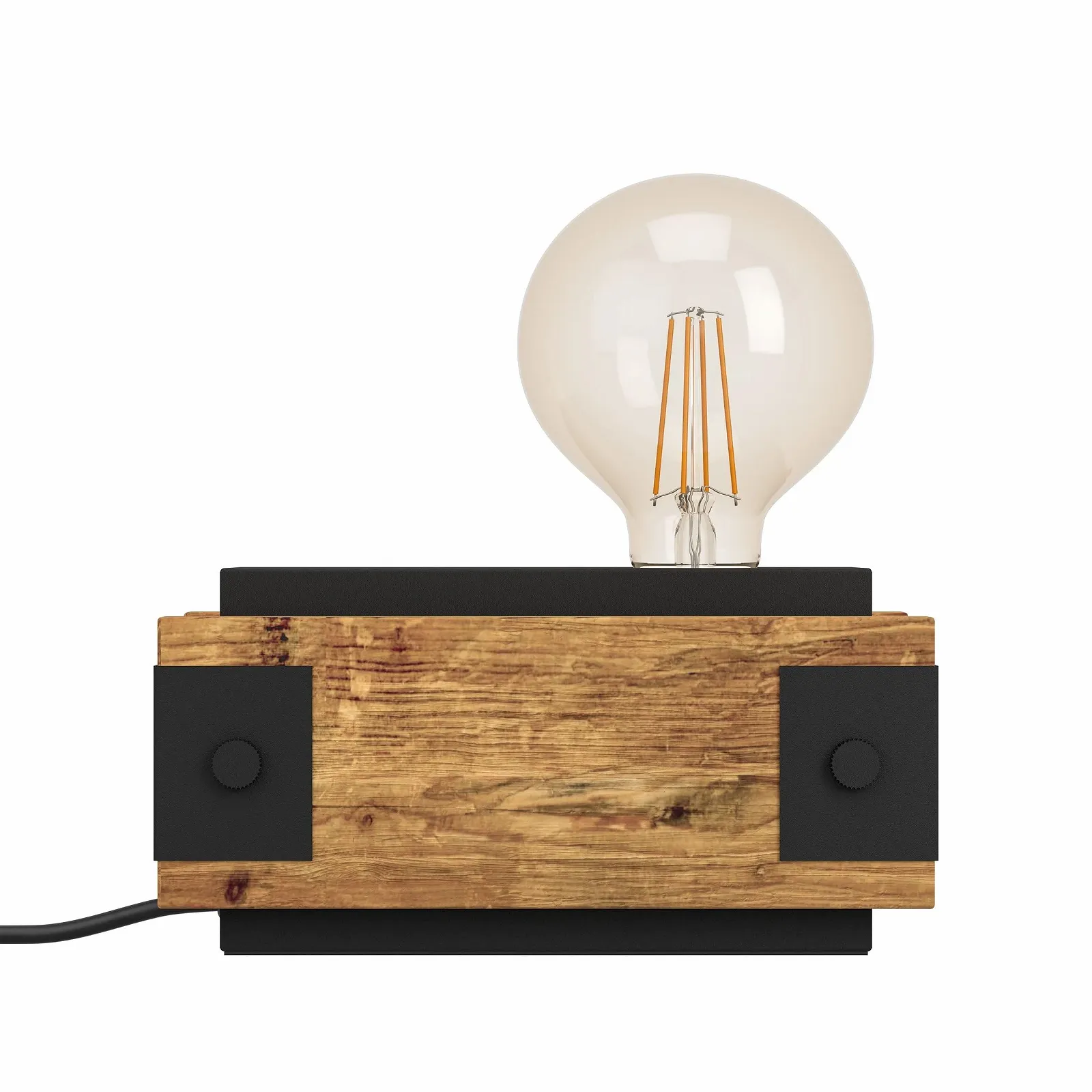 Настольная лампа EGLO Layham сталь дерево черная 10 см, фото №2