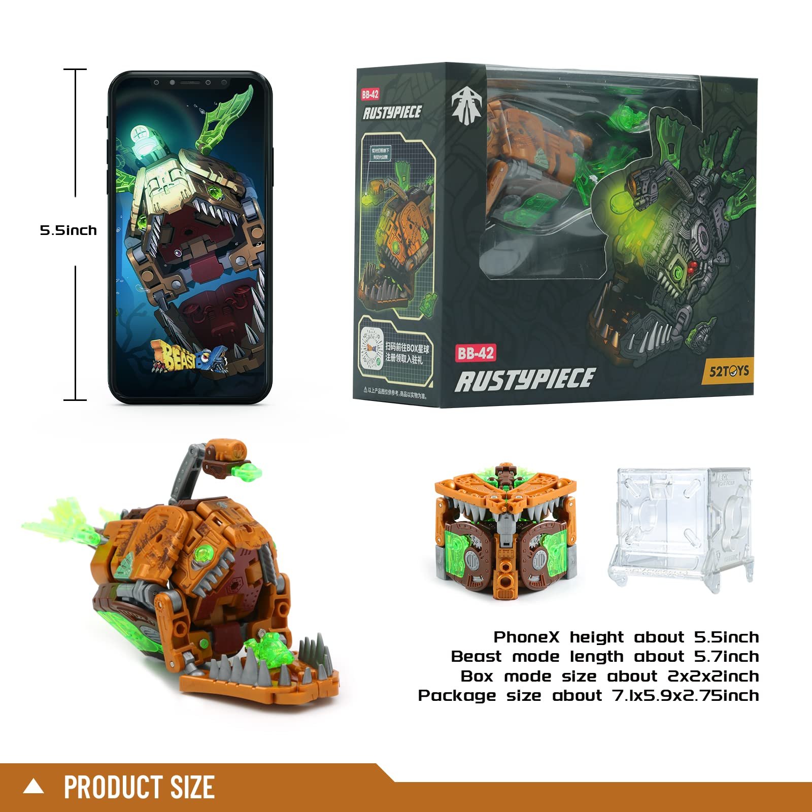 Іграшка-трансформер 52TOYS Beastbox RUSTYPIECE, Риба-монах, Барвистий, фото №4