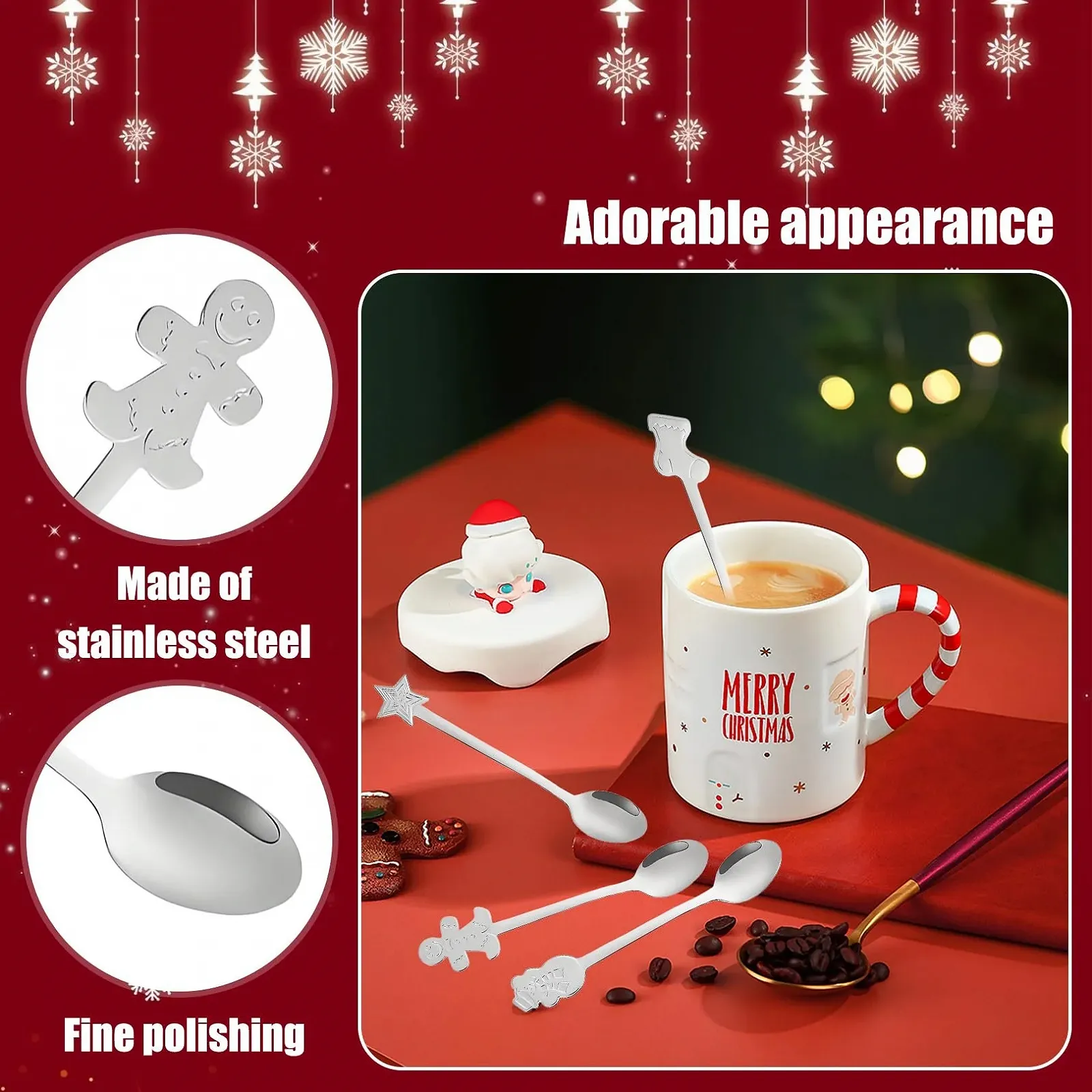 Ложка Різдвяна 8 предметів Срібний колір, фото №3