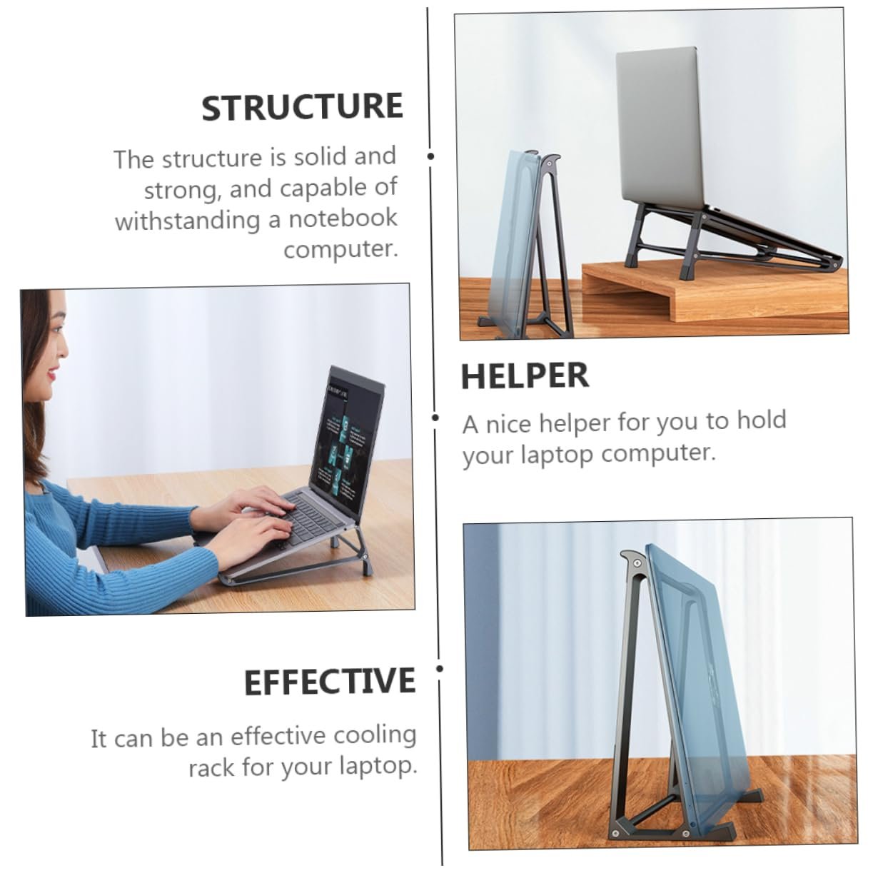 Підставка для ноутбука Алюмінієва портативна регульована по висоті з ефективним охолодженням з протиковзкими силіконовими ніжками, фото №5