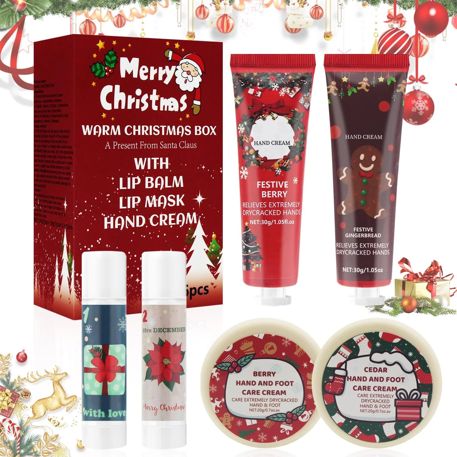 Набір кремів для рук, Різдвяний подарунковий набір кремів для рук (6 шт. в упаковці), фото №1