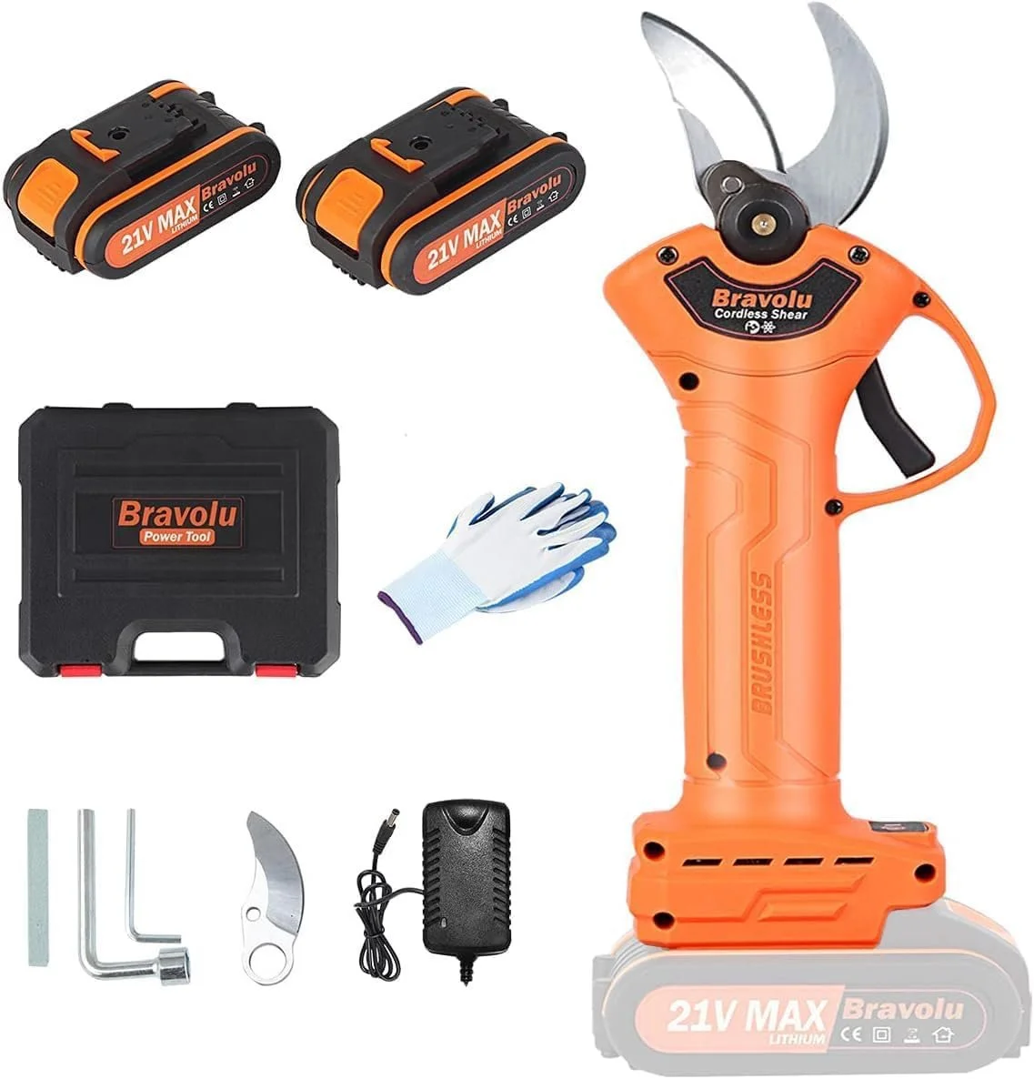 Електричний секатор Bravolu 30 мм з двома літієвими батареями 2.0 Ah, фото №1