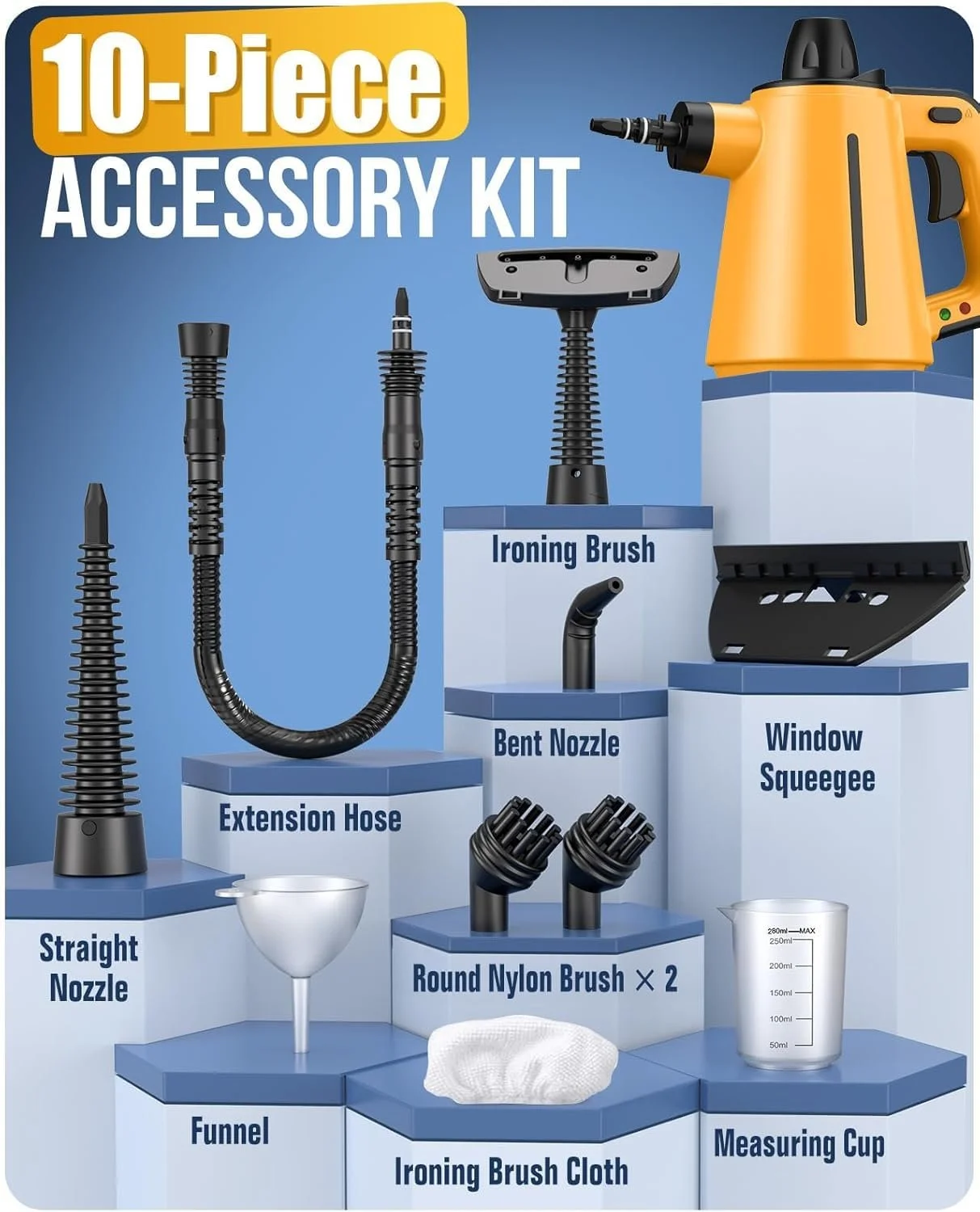 Пароочисник 1050 W 3.5 Bar 380 ml з 10 аксесуарами, фото №3 Пароочисник 1050 W 3.5 Bar 380 ml з 10 аксесуарами, фото №3