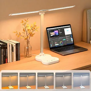 Настільна лампа Morotty LED з двома головками 5 режимів 10 рівнів яскравості Сенсорна Біла - Фото 1
