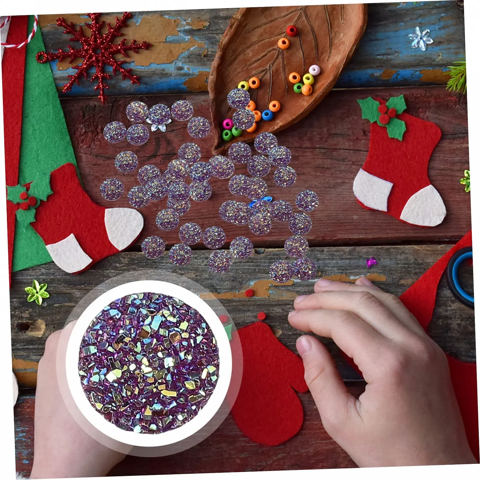 Стрази DECHOUS Плоскі 500 шт., фіолетові, смола, фото №9