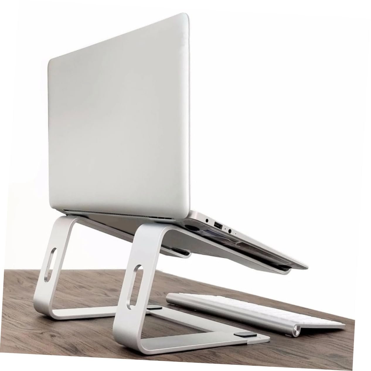 Подставка для ноутбука алюминиевая NUOBESTY с вентиляционным отверстием для охлаждения для дома офиса Нескользящие накладки Легкая Прочная, фото №2 Подставка для ноутбука алюминиевая NUOBESTY с вентиляционным отверстием для охлаждения для дома офиса Нескользящие накладки Легкая Прочная, фото №2