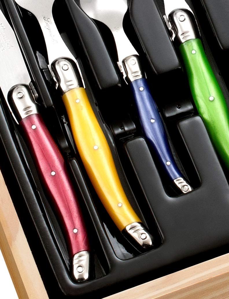 Набір столових приборів Laguiole Pradel Excellence I7214P, 24 предмети, пастельні ручки, фото №3 Набір столових приборів Laguiole Pradel Excellence I7214P, 24 предмети, пастельні ручки, фото №3