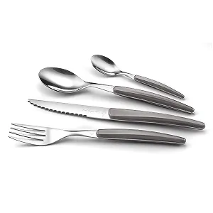 Набір столових приборів Lou Laguiole Montana на 6 персон, 24 предмети, нержавіюча сталь 18/0, сірий synthetic.ua - Фото 1