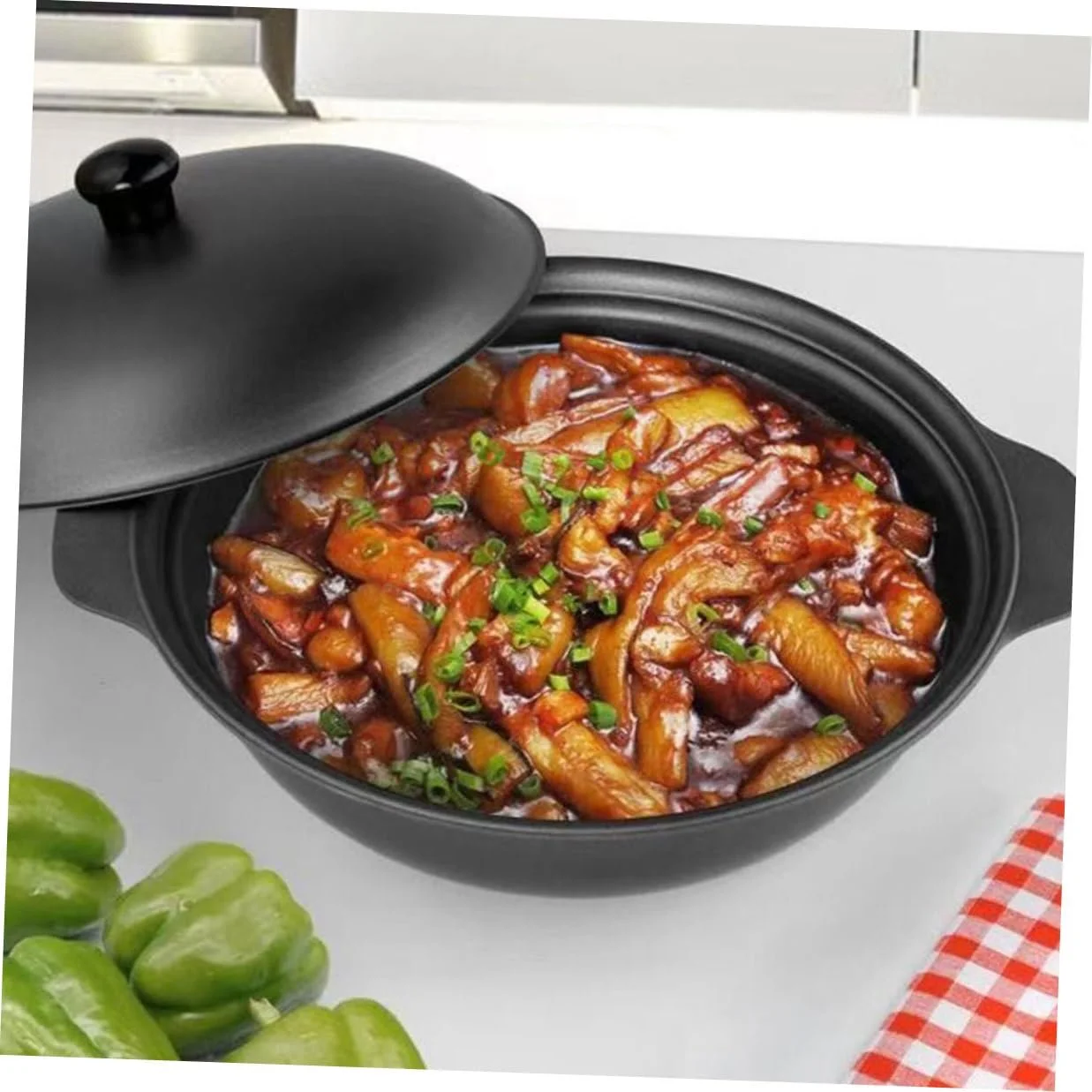 Жаровня IMIKEYA чугунная с крышкой бесшовный дизайн, фото №2