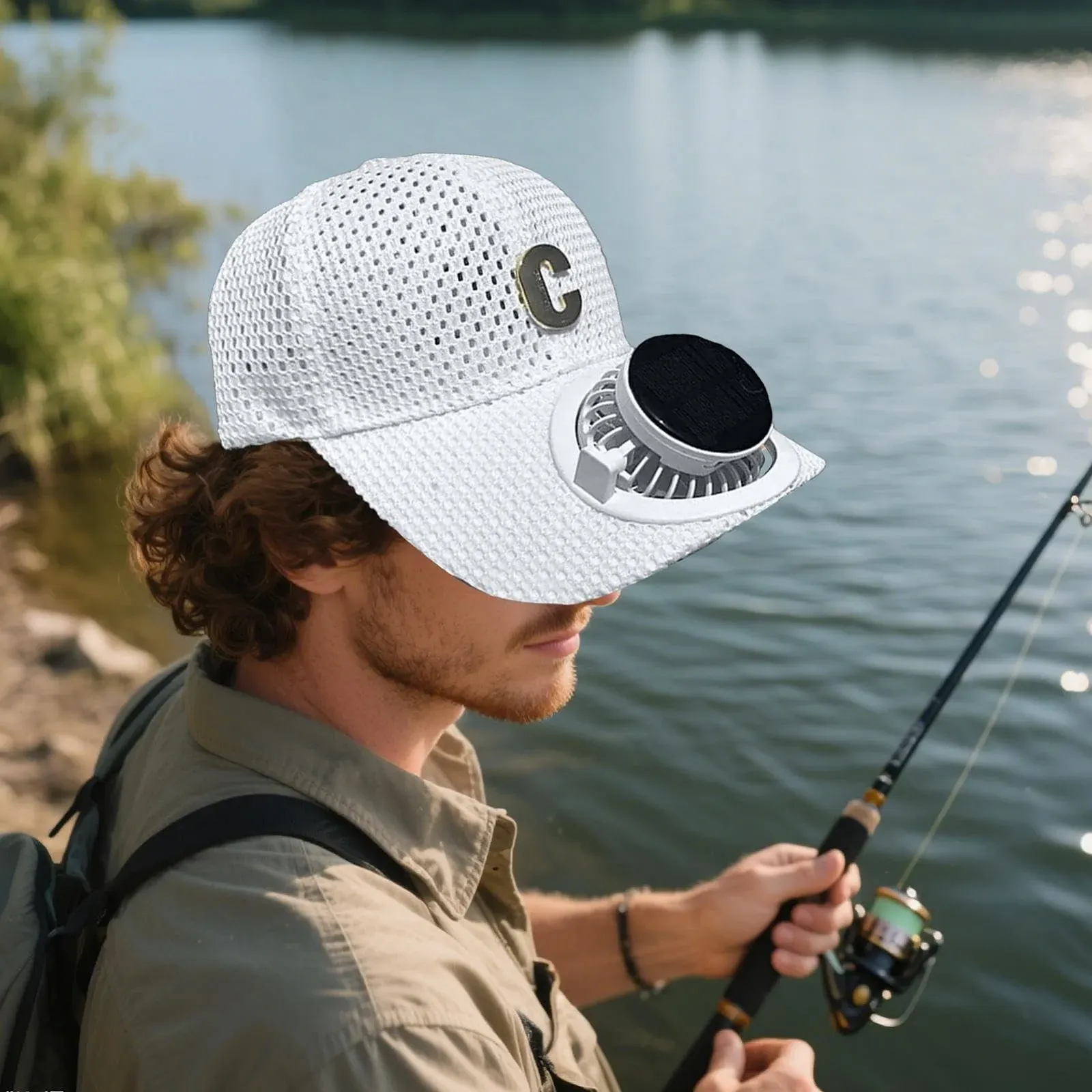 Кепка с вентилятором Knowlife С солнечной панелью USB-зарядка Воздухопроницаемая сетчатая 3 скорости, фото №3