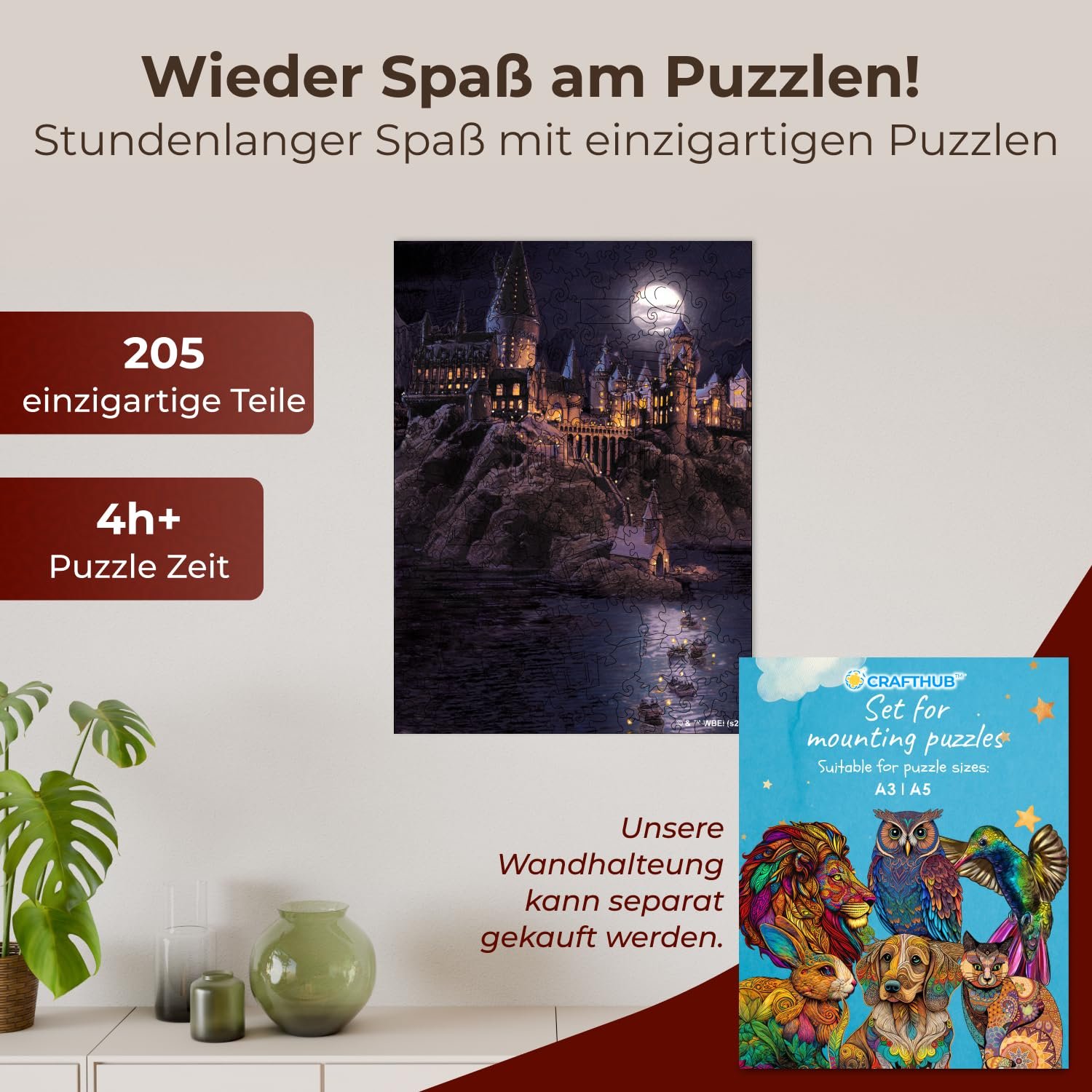 Деревянный пазл Crafthub Premium Harry Potter Boats to Hogwarts A3 205 деталей UV-печать 27.5 см x 38 см, фото №1