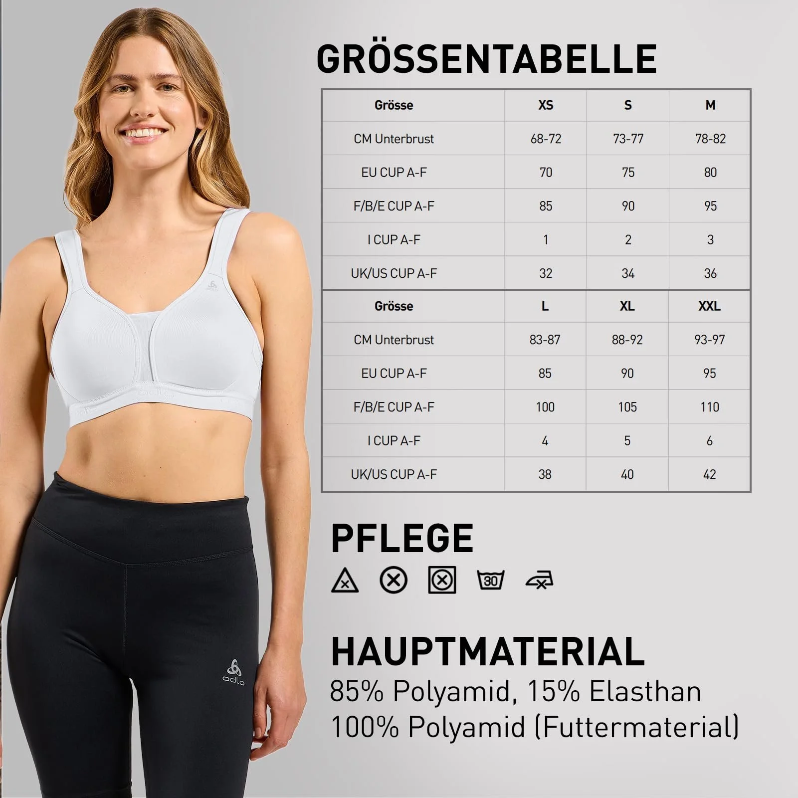 Спортивний бюстгальтер Odlo Padded High I з ущільненими чашками та високою підтримкою, фото №6 Спортивний бюстгальтер Odlo Padded High I з ущільненими чашками та високою підтримкою, фото №6
