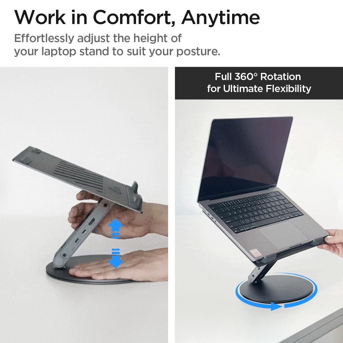 Подставка для ноутбука Spigen ArcDock 6-в-1 с док-станцией Серый космос, фото №5 Подставка для ноутбука Spigen ArcDock 6-в-1 с док-станцией Серый космос, фото №5