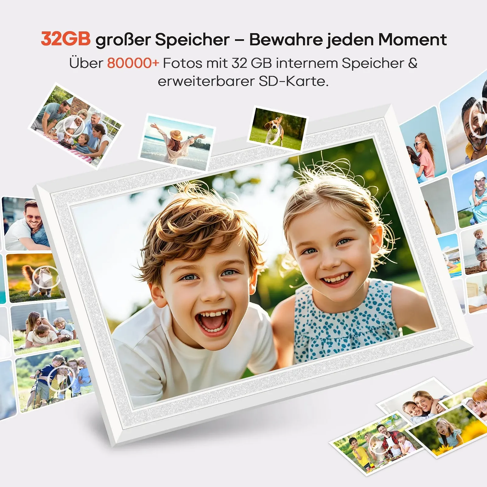 Цифровая фоторамка Frameo 10.1 дюймов HD 1280 x 800 IPS Touchscreen WiFi 32 ГБ Автоповорот, фото №3