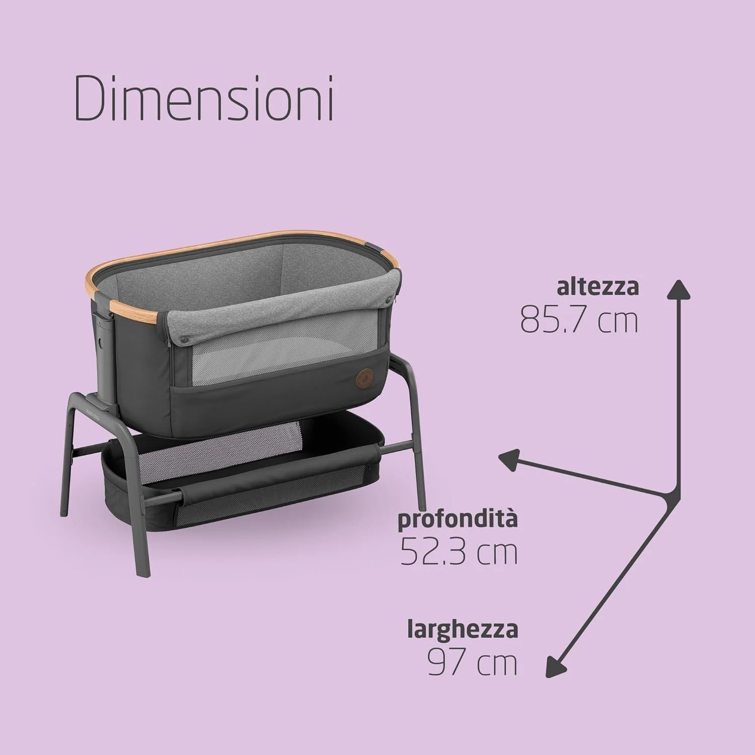 Дитяча колиска Maxi-Cosi Iora / 0-6 місяців / Макс. 9 кг / Регульована висота / Essential Graphite, фото №2