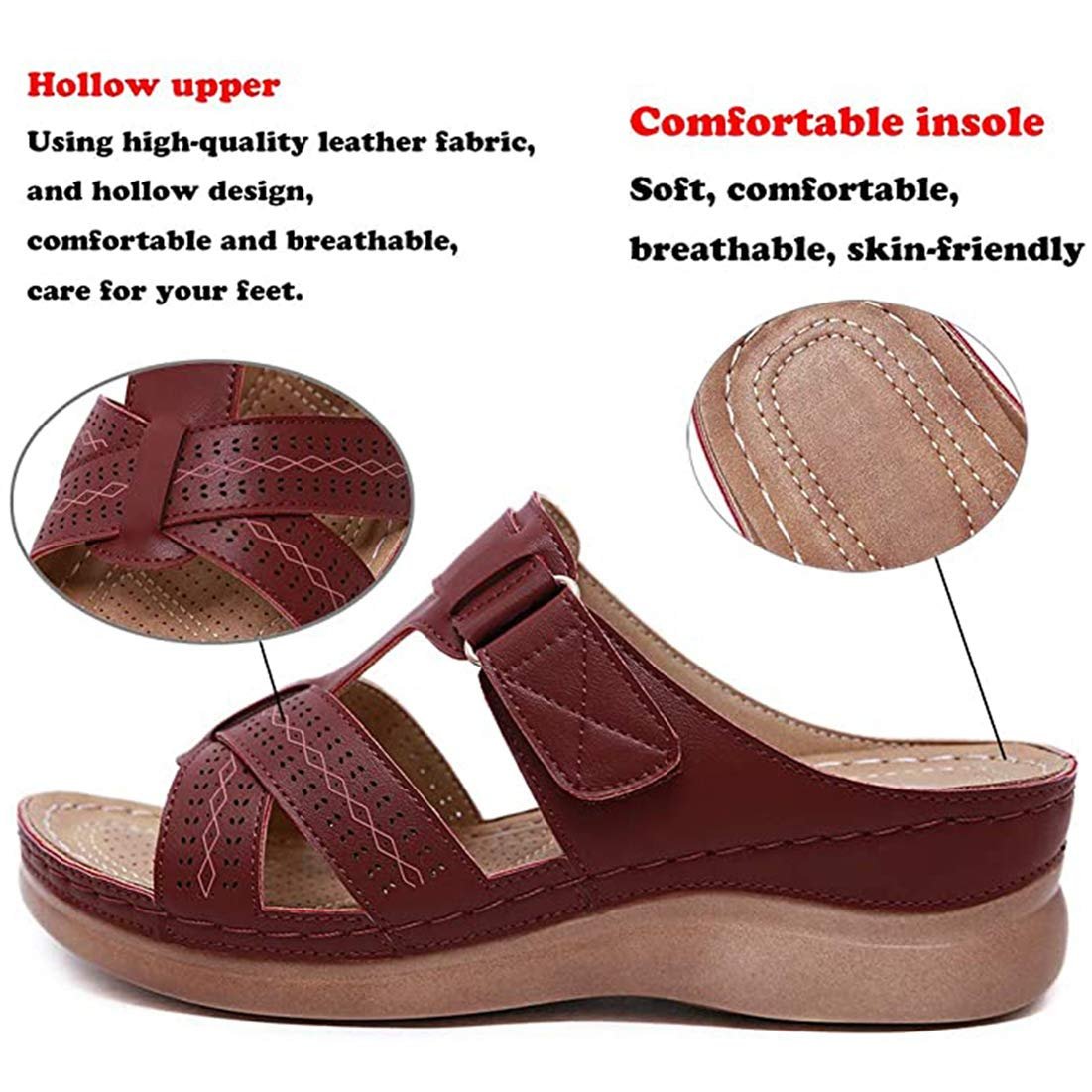 Жіночі Шльопанці на танкетці з штучної шкіри з відкритим носком, фото №2